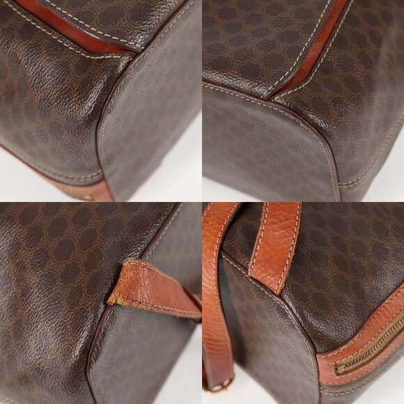 CELINE Macadam Canvas Backpack Pvc Leather Brown Gold - Picture 11 of 13